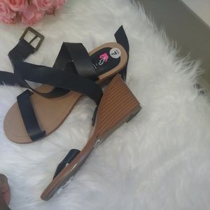 Leila stone ankle wrap wedge sandals